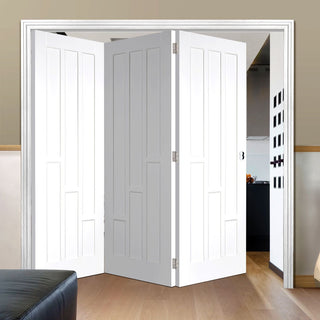 Image: Three Folding Doors & Frame Kit - Coventry 3+0 Folding Panel Door - White Primed