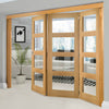 Three Folding Doors & Frame Kit - Coventry Shaker Oak 3+0 - Clear Glass - Unfinished