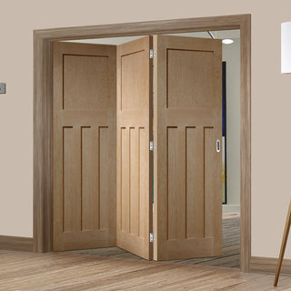 Image: Bespoke Thrufold DX Oak Panel Folding 3+0 Door 1930's Style