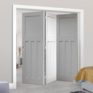 Image: Bespoke Thrufold DX 1930's White Primed Panel Folding 3+0 Door