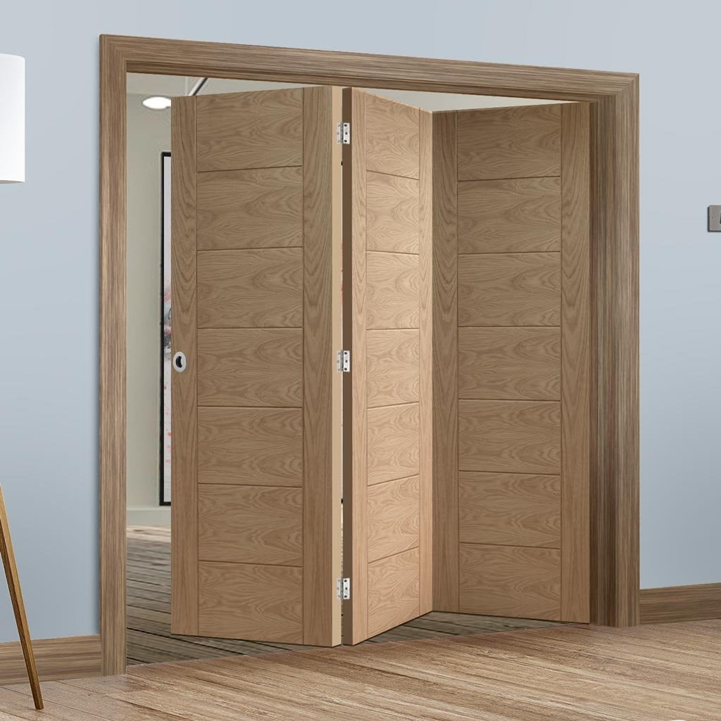 Bespoke Thrufold Palermo Flush Oak Folding 3+0 Door - Panel Effect