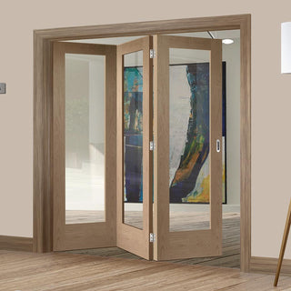 Image: Bespoke Thrufold Pattern 10 1L Shaker Oak Glazed Folding 3+0 Door