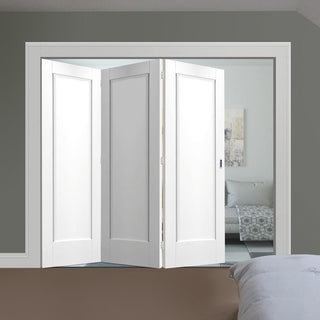 Image: Bespoke Thrufold Pattern 10 1P White Primed Folding 3+0 Door