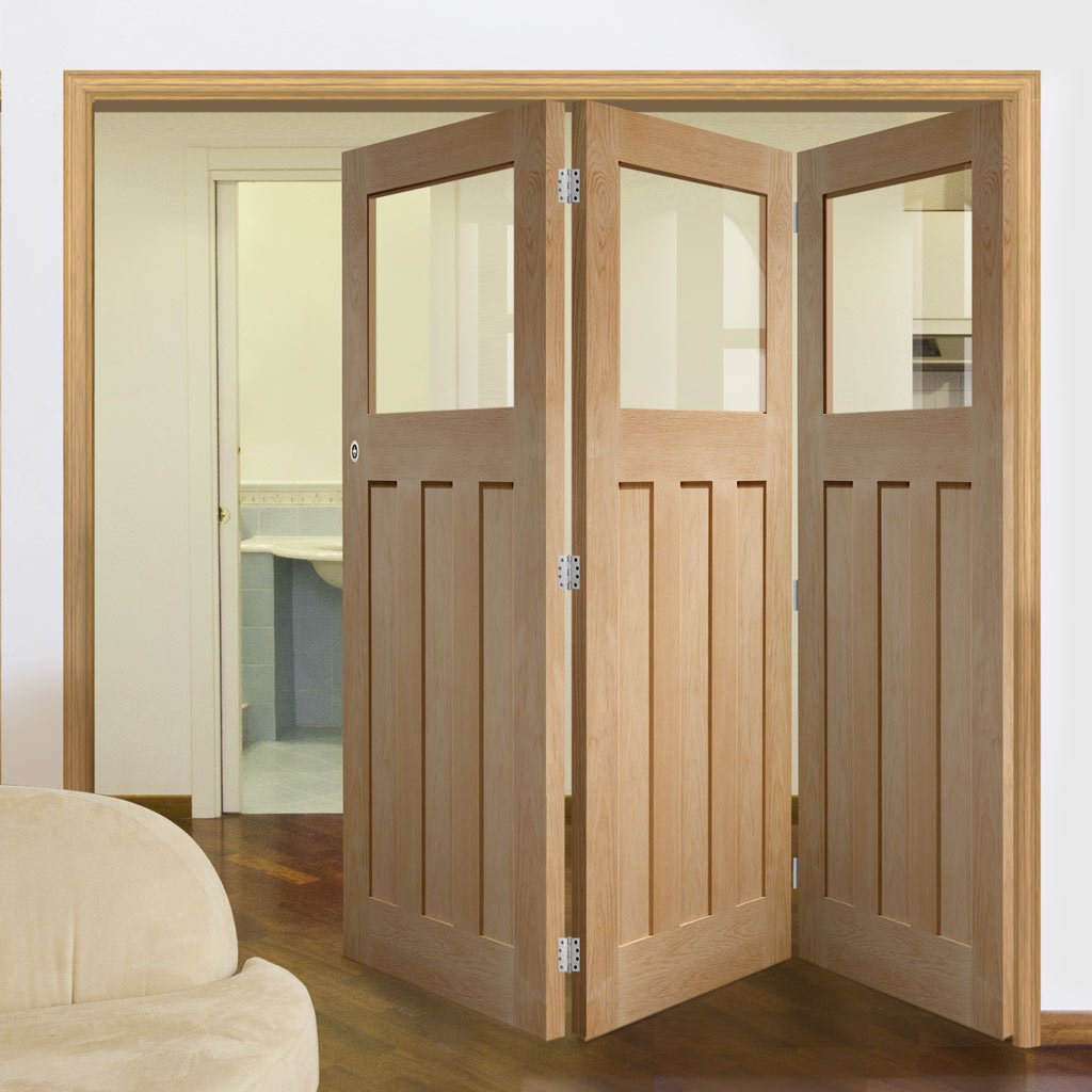 Bespoke Thrufold DX 1930's Oak Glazed Folding 3+0 Door - Prefinished