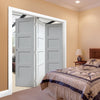 Three Folding Doors & Frame Kit - Shaker 4 Panel 3+0 - White Primed