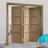 Three Folding Doors & Frame Kit - Shaker Oak 4 Panel 3+0 - Prefinished