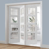 Three Folding Doors & Frame Kit - Shaker 4 Pane 3+0 - Clear Glass - White Primed