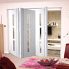 Three Folding Doors & Frame Kit - Sierra Blanco 3+0 - Frosted Glass - White Painted