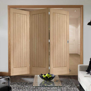 Image: Bespoke Thrufold Suffolk Oak Folding 3+0 Door - Vertical Lining