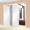 Three Folding Doors & Frame Kit - Suffolk Flush 3+0 - White Primed