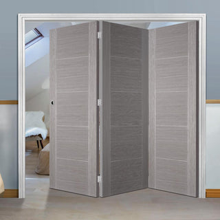 Image: Three Folding Doors & Frame Kit - Vancouver Light Grey 3+0 - Prefinished