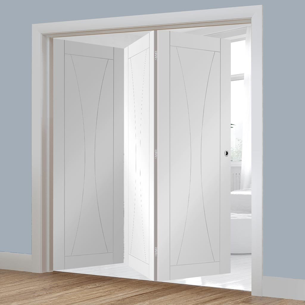 Bespoke Thrufold Verona White Primed Flush Folding 3+0 Door