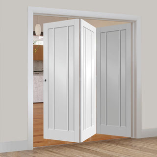 Image: Bespoke Thrufold Worcester White Primed 3P Folding 3+0 Door