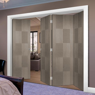 Image: Four Folding Doors & Frame Kit - Apollo Flush Chocolate Grey 3+1 - Prefinished