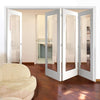 Four Folding Doors & Frame Kit - Cesena White 1 Pane 3+1 - Clear Bevelled Glass - Prefinished