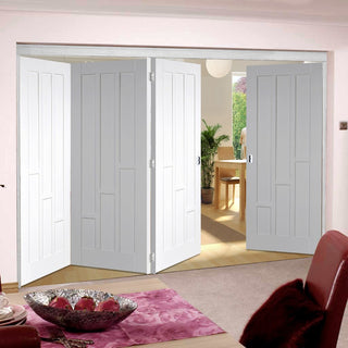 Image: Four Folding Doors & Frame Kit - Coventry 3+1 Folding Panel Door - White Primed