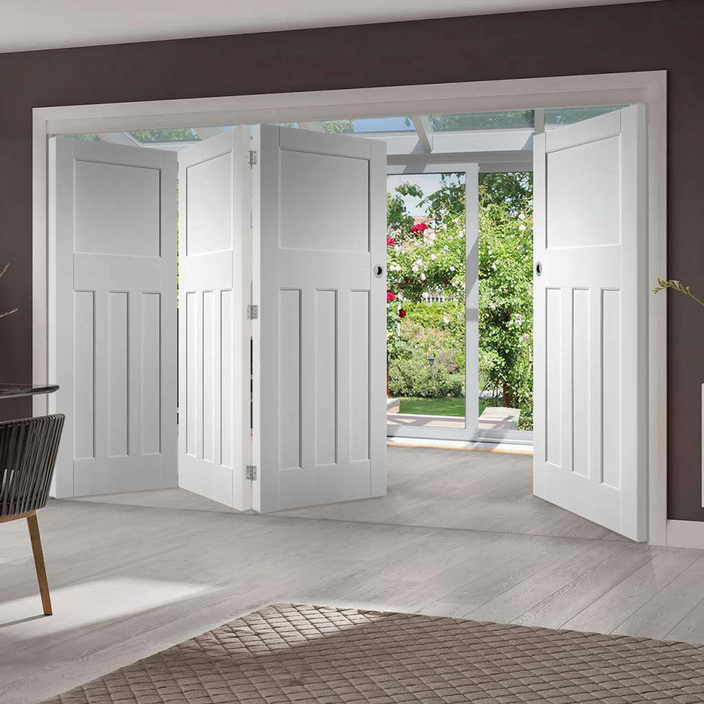 Four Folding Doors & Frame Kit - DX 1930's Panel 3+1 - White Primed