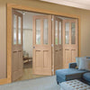 Bespoke Thrufold Malton Oak Glazed Folding 3+1 Door - No Raised Mouldings - Prefinished