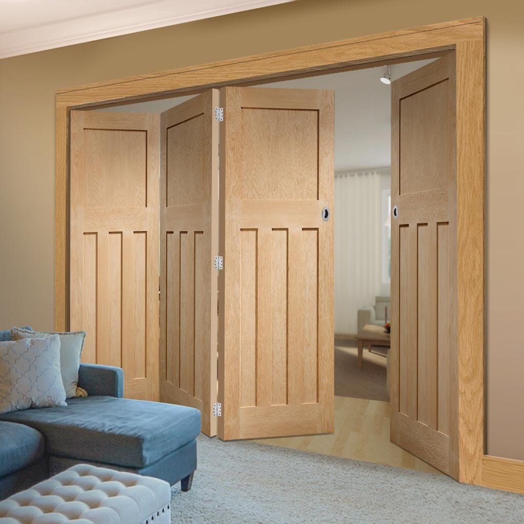 Bespoke Thrufold DX Oak Panel Folding 3+1 Door 1930's Style