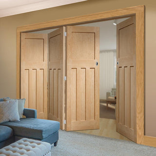 Image: Bespoke Thrufold DX Oak Panel Folding 3+1 Door 1930's Style