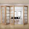 Four Folding Doors & Frame Kit - SA 15L Oak 3+1 - Bevelled Clear Glass - Unfinished