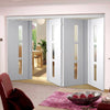 Four Folding Doors & Frame Kit - Sierra Blanco 3+1 - Frosted Glass - White Painted