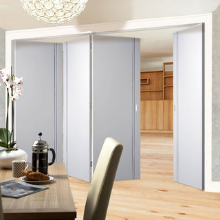 Image: Four Folding Doors & Frame Kit - Sierra Blanco Flush 3+1 - White Painted