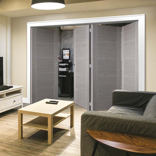 Image: Four Folding Doors & Frame Kit - Vancouver Light Grey 3+1 - Prefinished