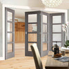 Four Folding Doors & Frame Kit - Vancouver Light Grey 3+1 - Clear Glass - Prefinished