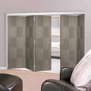 Image: Five Folding Doors & Frame Kit - Apollo Flush Chocolate Grey 3+2 - Prefinished