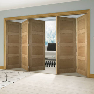 Image: Five Folding Doors & Frame Kit - Coventry Shaker Oak 3+2 - Unfinished