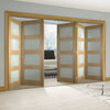Five Folding Doors & Frame Kit - Coventry Shaker Oak 3+2 - Frosted Glass - Unfinished