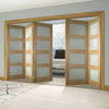 Five Folding Doors & Frame Kit - Coventry Shaker Oak 3+2 - Frosted Glass - Unfinished