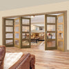 Five Folding Doors & Frame Kit - Coventry Shaker Oak 3+2 - Clear Glass - Unfinished