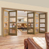 Five Folding Doors & Frame Kit - Coventry Shaker Oak 3+2 - Clear Glass - Unfinished