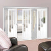 Five Folding Doors & Frame Kit - Coventry 3+2 - Clear Glass - White Primed