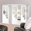 Five Folding Doors & Frame Kit - Coventry 3+2 - Clear Glass - White Primed