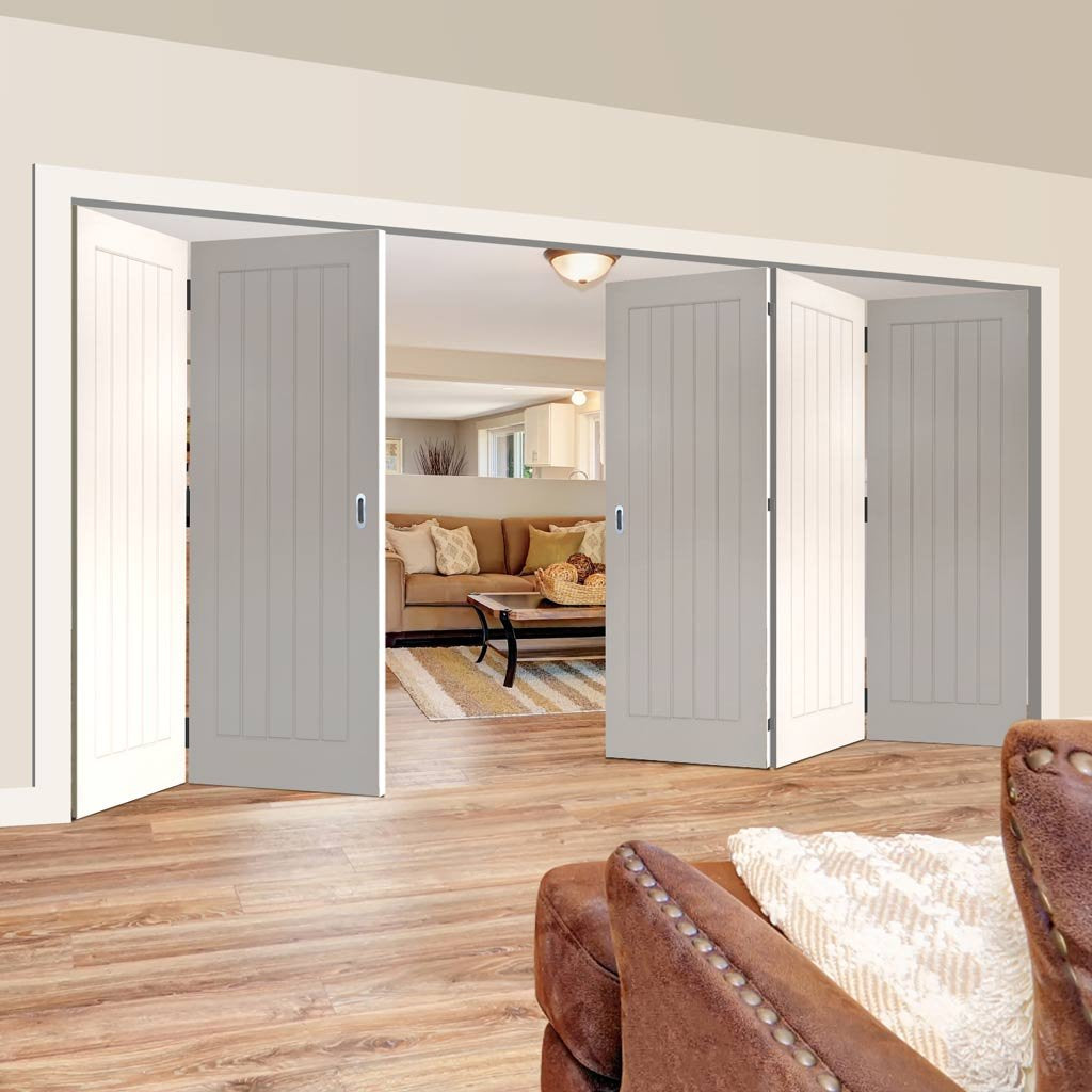 Five Folding Doors & Frame Kit - Ely 3+2 - White Primed