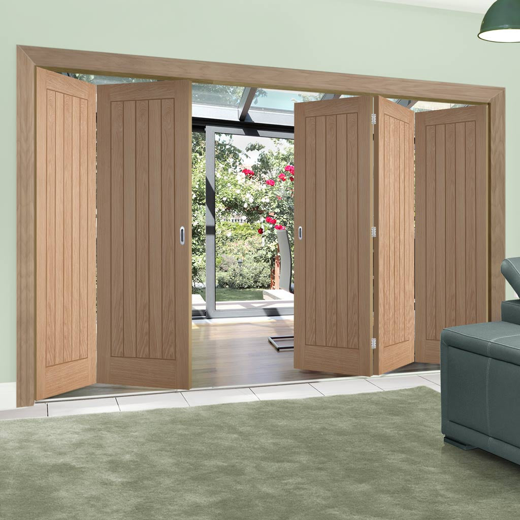 Five Folding Doors & Frame Kit - Belize Oak 3+2 - Prefinished