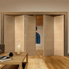 Bespoke Thrufold Forli Oak Flush Folding 3+2 Door - Aluminium Inlay - Prefinished
