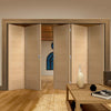 Bespoke Thrufold Forli Oak Flush Folding 3+2 Door - Aluminium Inlay - Prefinished