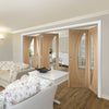 Bespoke Thrufold Salerno Oak Glazed Folding 3+2 Door - Prefinished