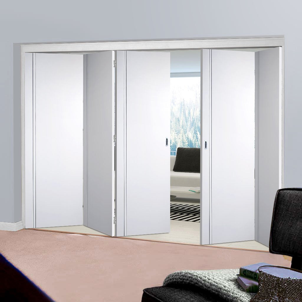 Five Folding Doors & Frame Kit - Sierra Blanco Flush 3+2 - White Painted