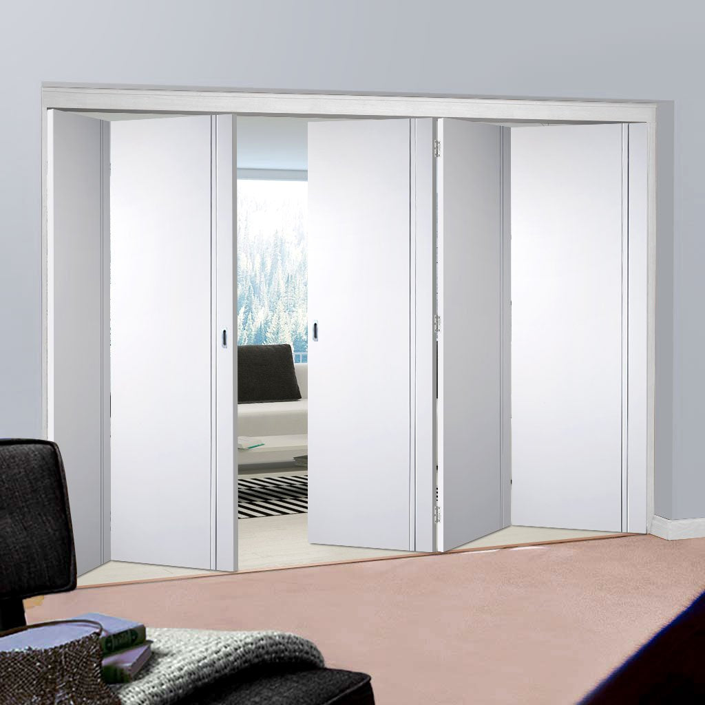 Five Folding Doors & Frame Kit - Sierra Blanco Flush 3+2 - White Painted