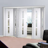 Five Folding Doors & Frame Kit - Sierra Blanco 3+2 - Frosted Glass - White Painted