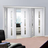 Five Folding Doors & Frame Kit - Sierra Blanco 3+2 - Frosted Glass - White Painted