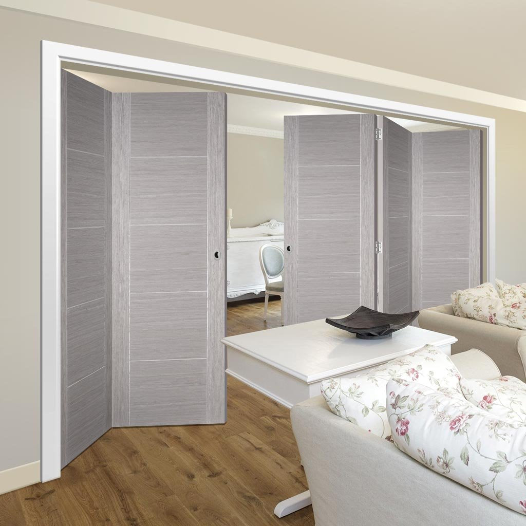 Five Folding Doors & Frame Kit - Vancouver Light Grey 3+2 - Prefinished