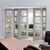 Five Folding Doors & Frame Kit - Vancouver Light Grey 3+2 - Clear Glass - Prefinished