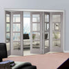 Five Folding Doors & Frame Kit - Vancouver Light Grey 3+2 - Clear Glass - Prefinished