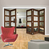 Five Folding Doors & Frame Kit - Coventry Walnut Shaker 3+2 - Clear Glass - Prefinished